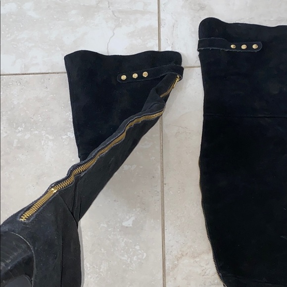 Kelsi Dagger Suede & Leather Black Knee High Boots - Picture 9 of 12